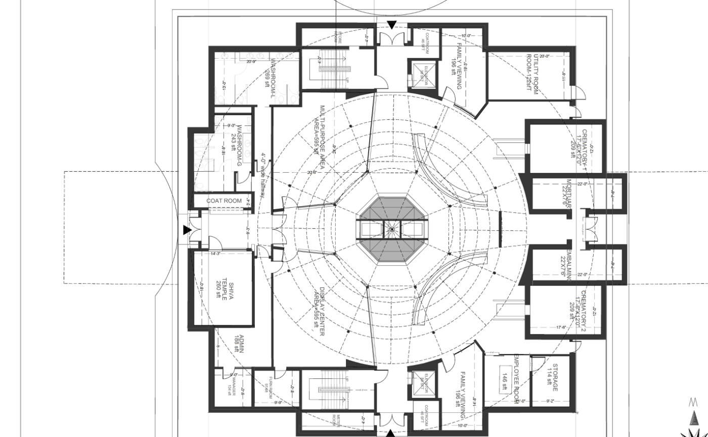 Section through north and south entries